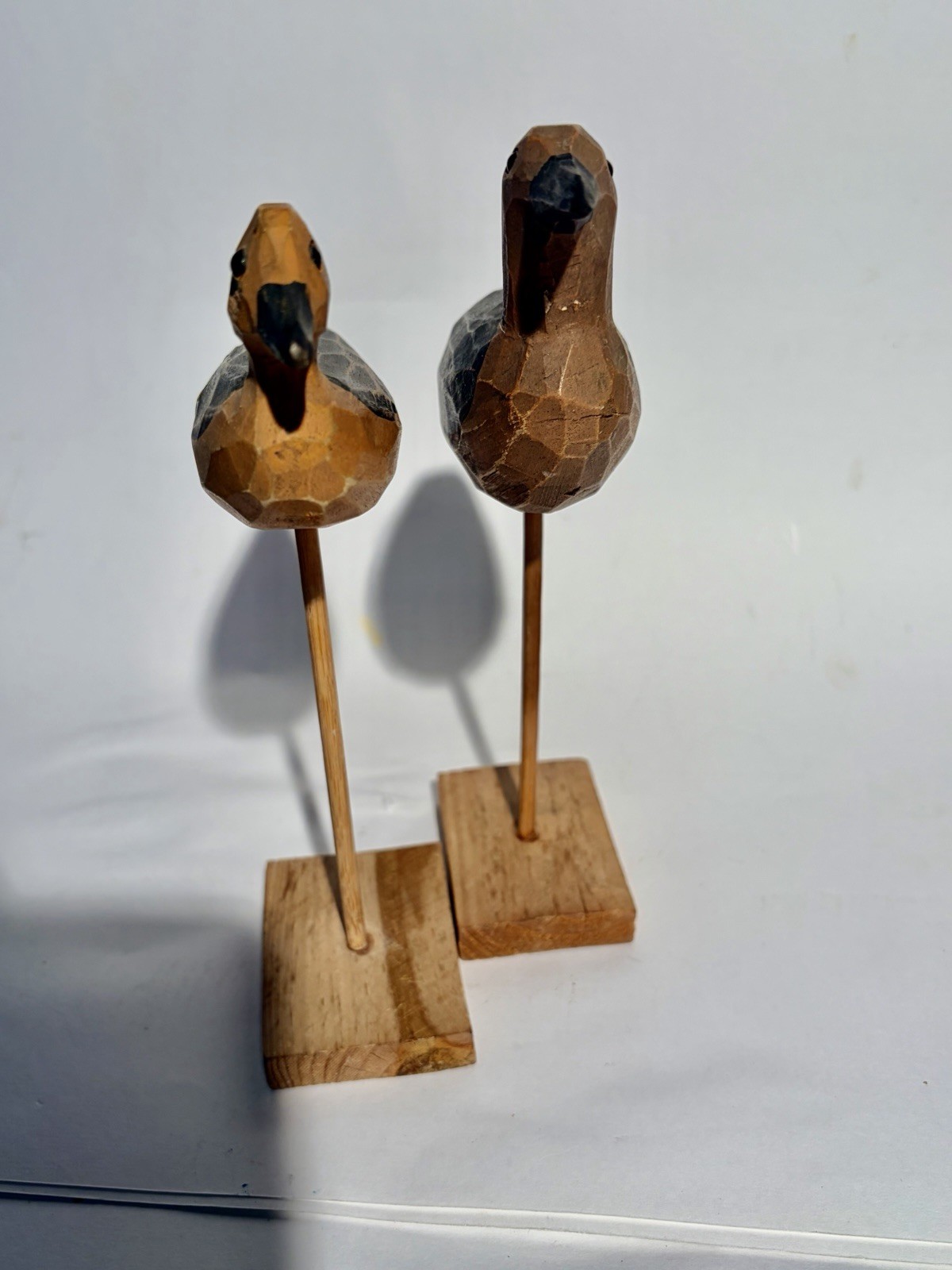 Vintage Hand Carved Wooden Shorebird Bird Decoy Nautical Folk Art Set