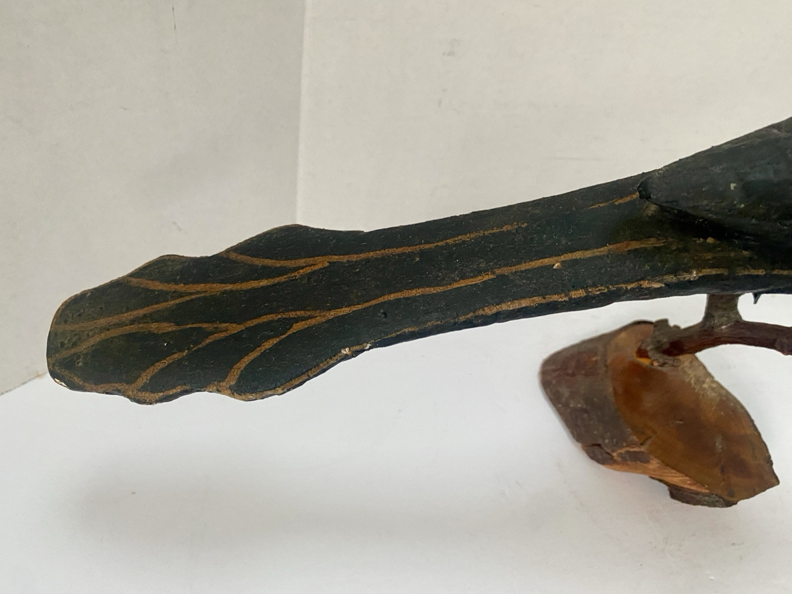 Vintage Magpie Bird Decorative Decoy, Glass Eyes, Wire Legs, Hand Painted