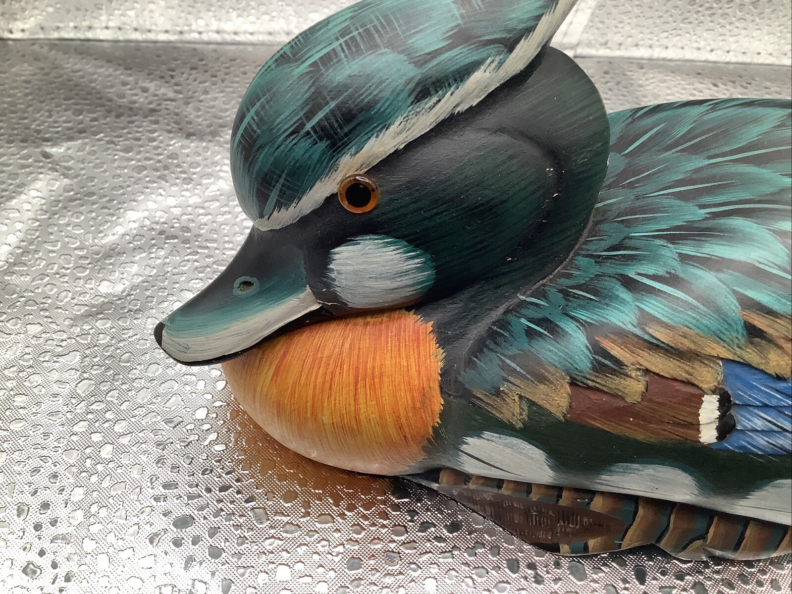 Vintage Solid Wood Carved Painted Drake Duck Decoy Made In The Republic Of China