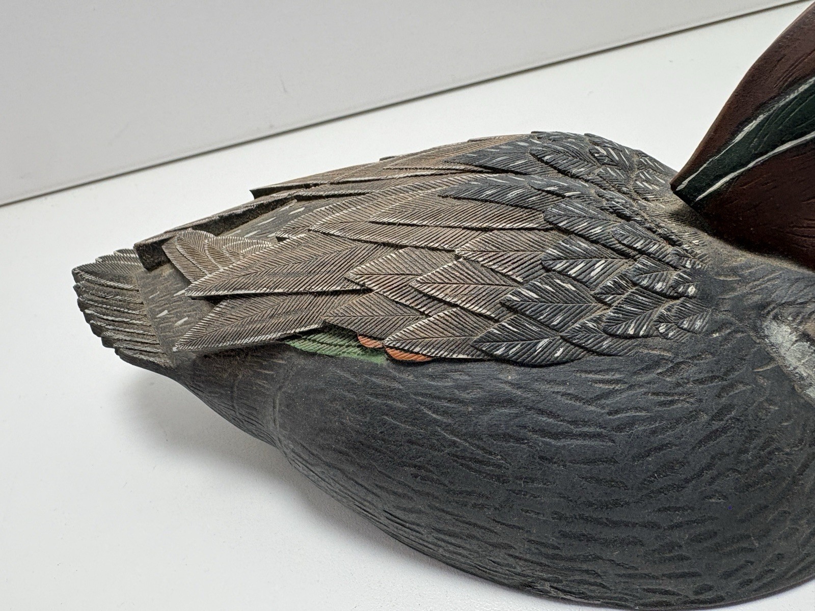 Vintage 10″ Green Winged Teal Ceramic Duck Decoy