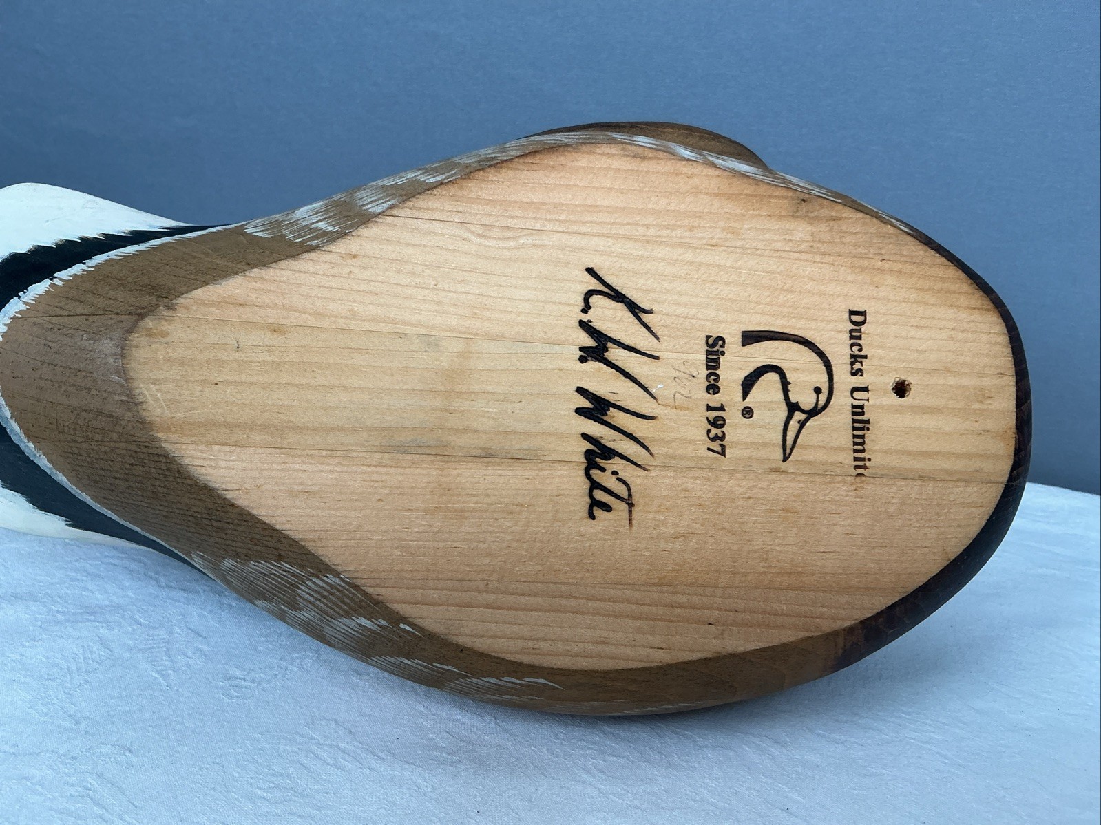Vintage K.W. White Ducks Unlimited Mallard Duck Decoy Signed Numbered