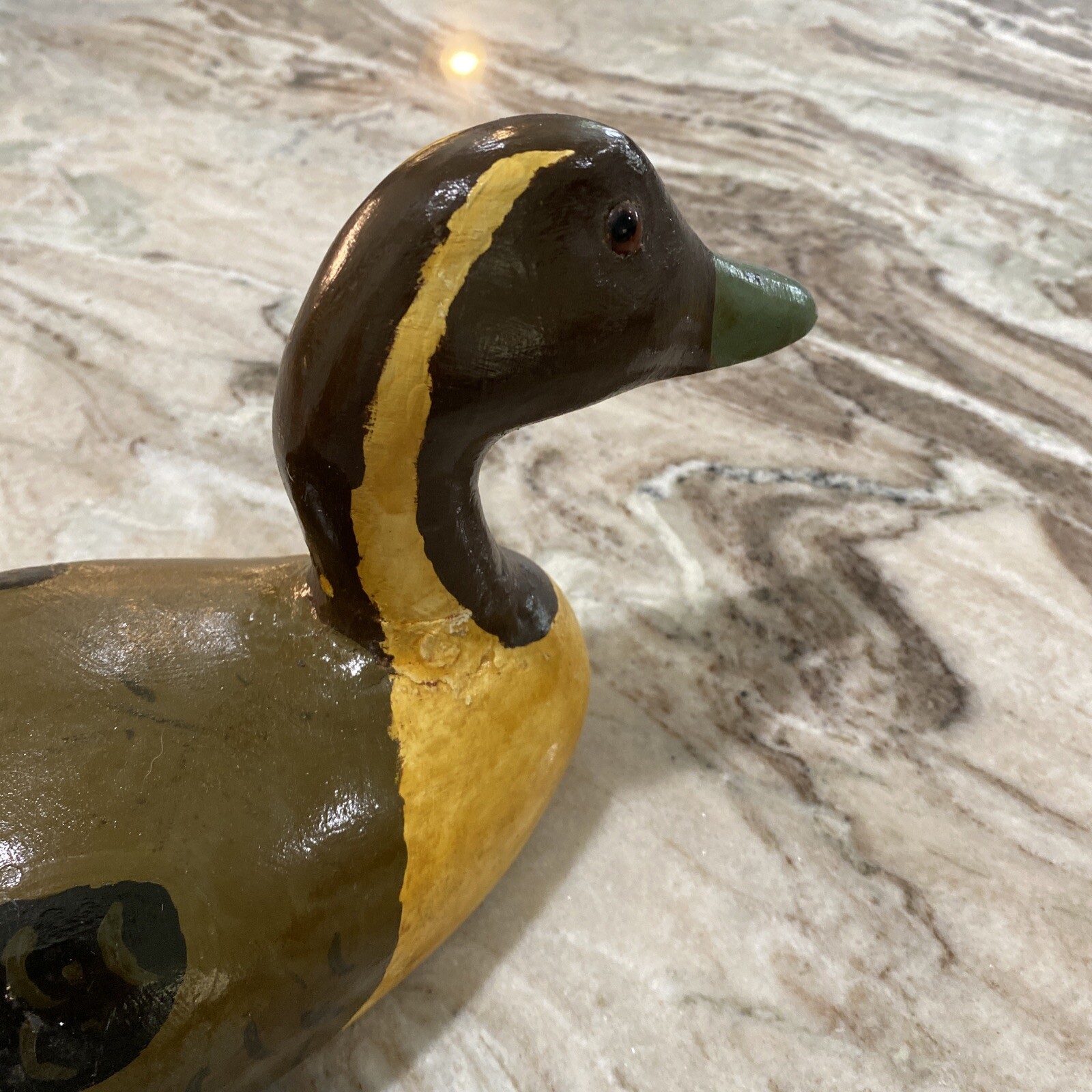 16.5” Hand Carved Wood Duck Decoy Painted Signed Lee Peeler 1983 Glass Eyes
