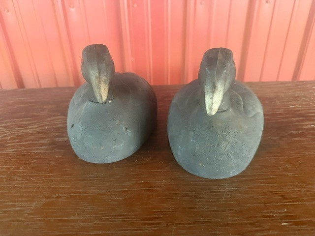 (2) Vintage Herters Coot Decoys Pair Model 63 RARE Duck Hunting Decoys
