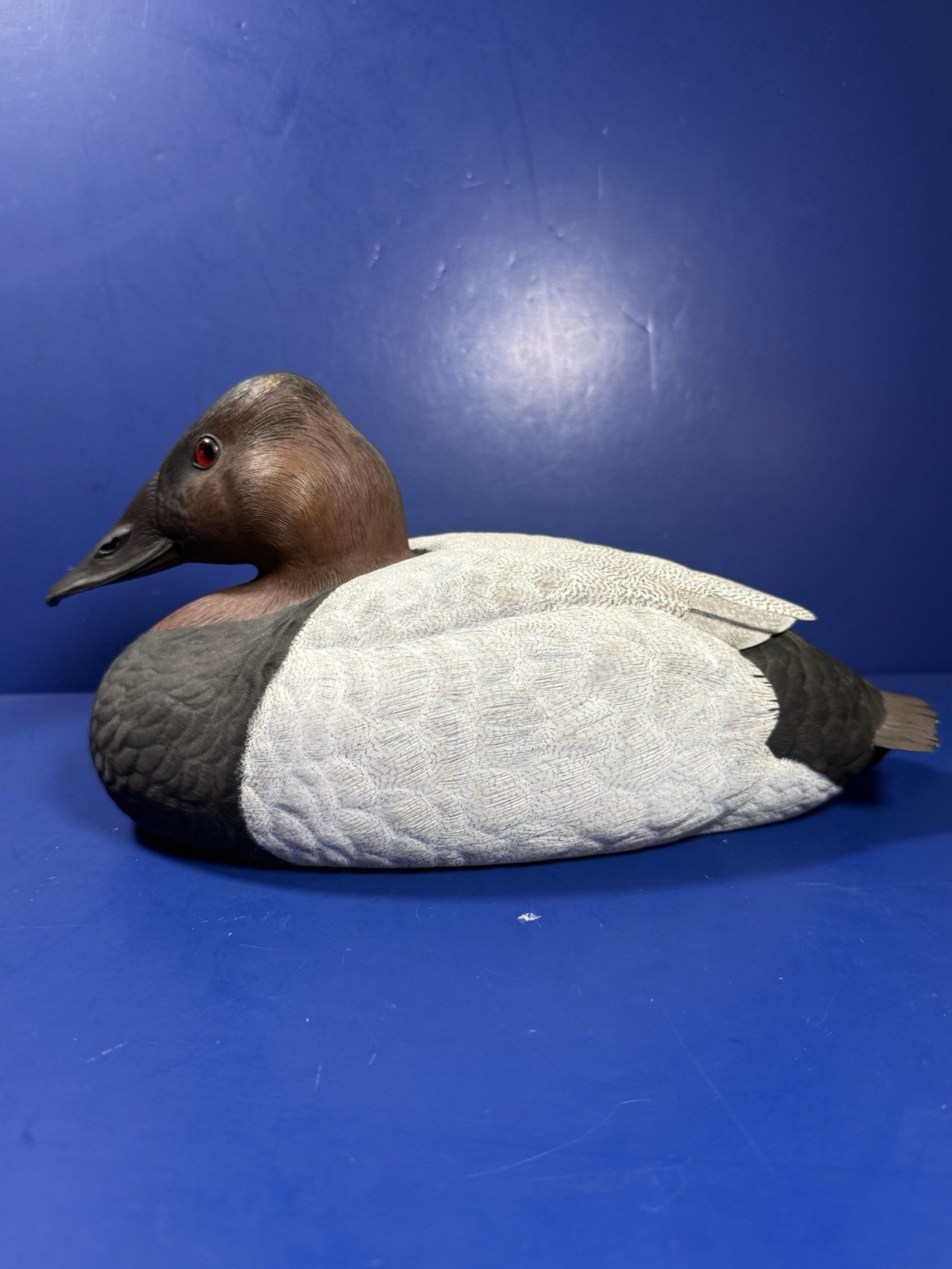 RA Meredith Canvasback Drake Wood Decoy Duck – Signed & Dated 1986 – 11.5” Long