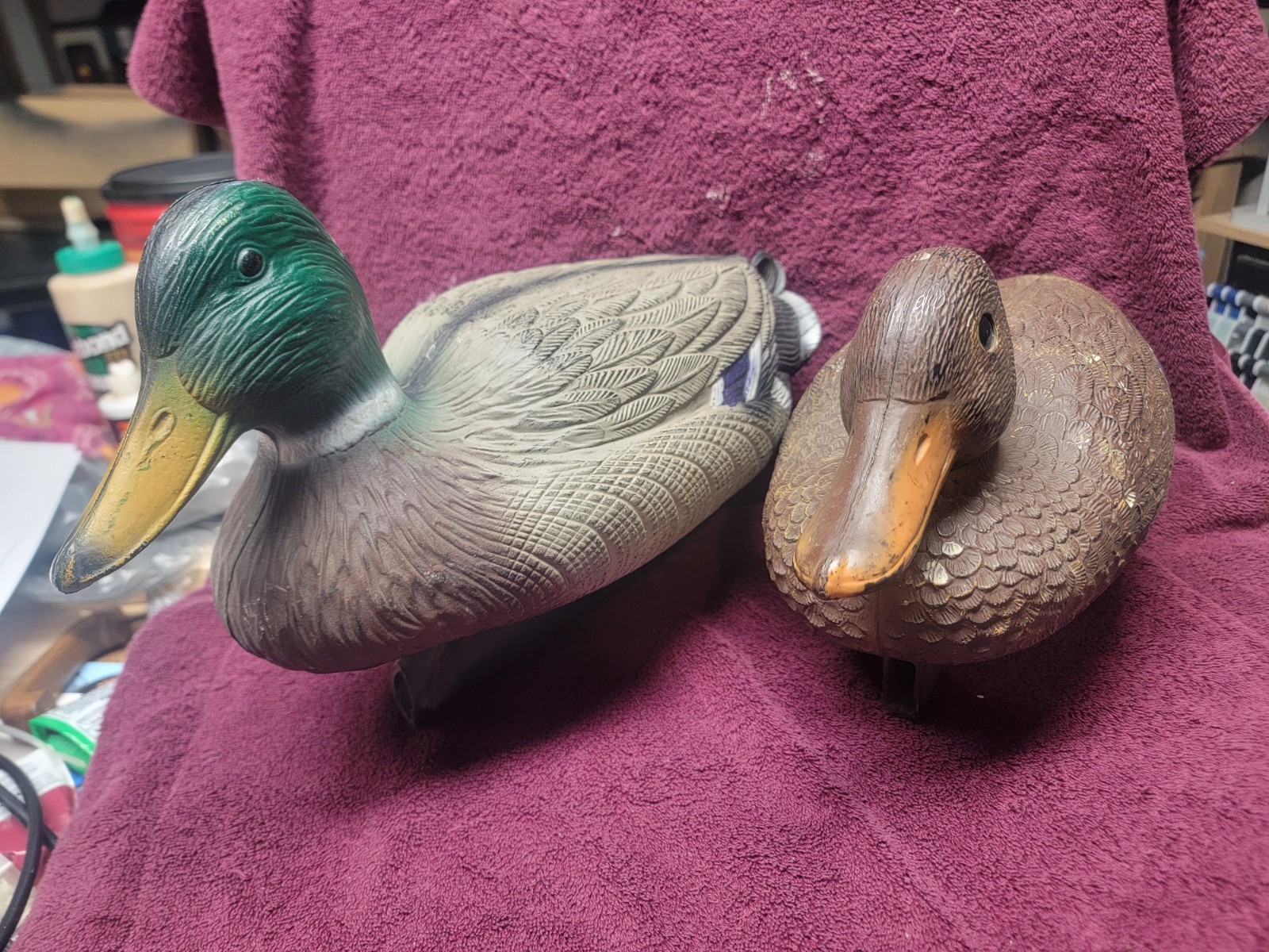 Vintage Flambeau Mallard Duck Decoy Pair Drake & Hen. Drake- 1996, Hen -1988