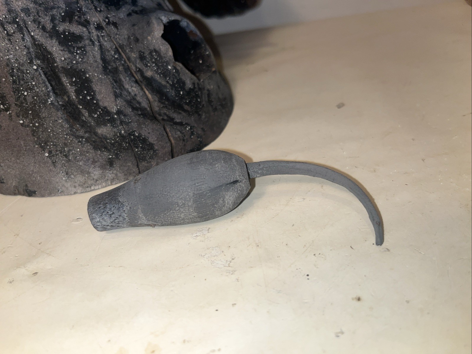 great horned owl decoy glass eye vintage holding mouse