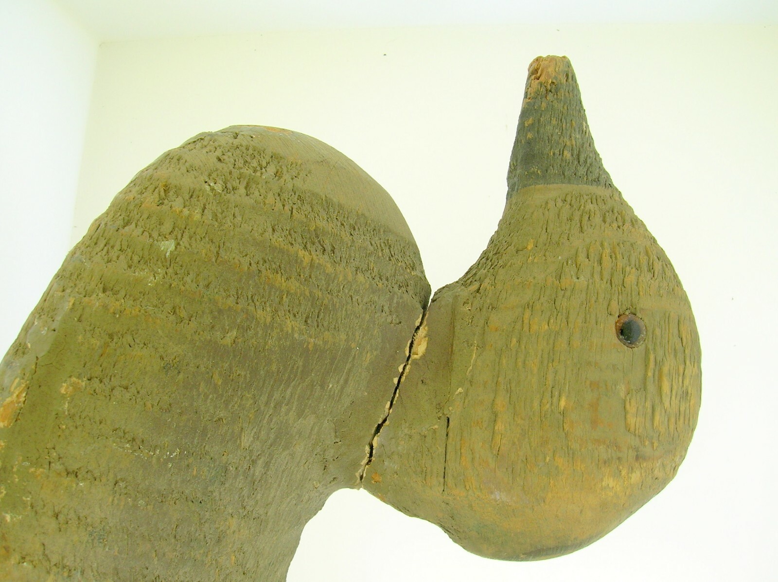 ANTIQUE WOODEN DUCK DECOY MARKED VICTOR GLASS EYE – 16 1/8″ LONG – 1 OF 67