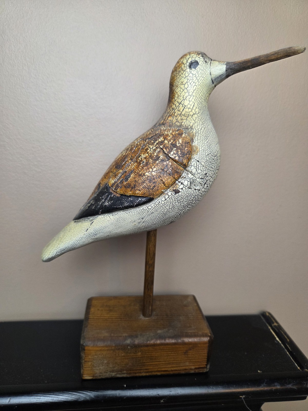 Vintage Thomas Langan 1 Carved Wood Bird Duck Decoy 9.5 inches tall