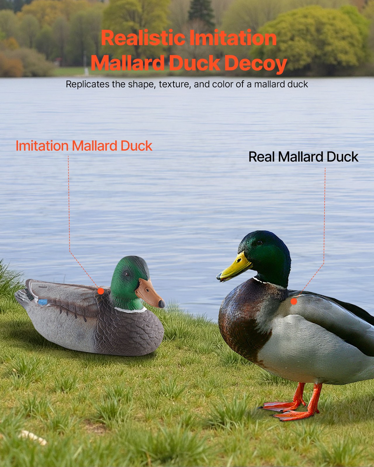 VEVOR Duck Decoy Outdoor Teal Decoy Realistic Plastic Floating Duck for Hunting