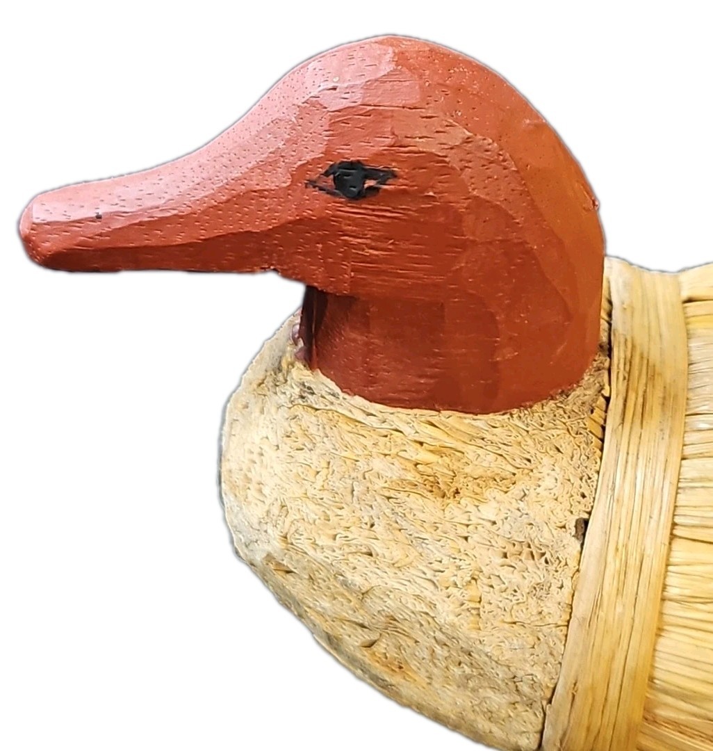 Handmade Wood Cornstalk Duck Decoy Folk Art Stock #74812