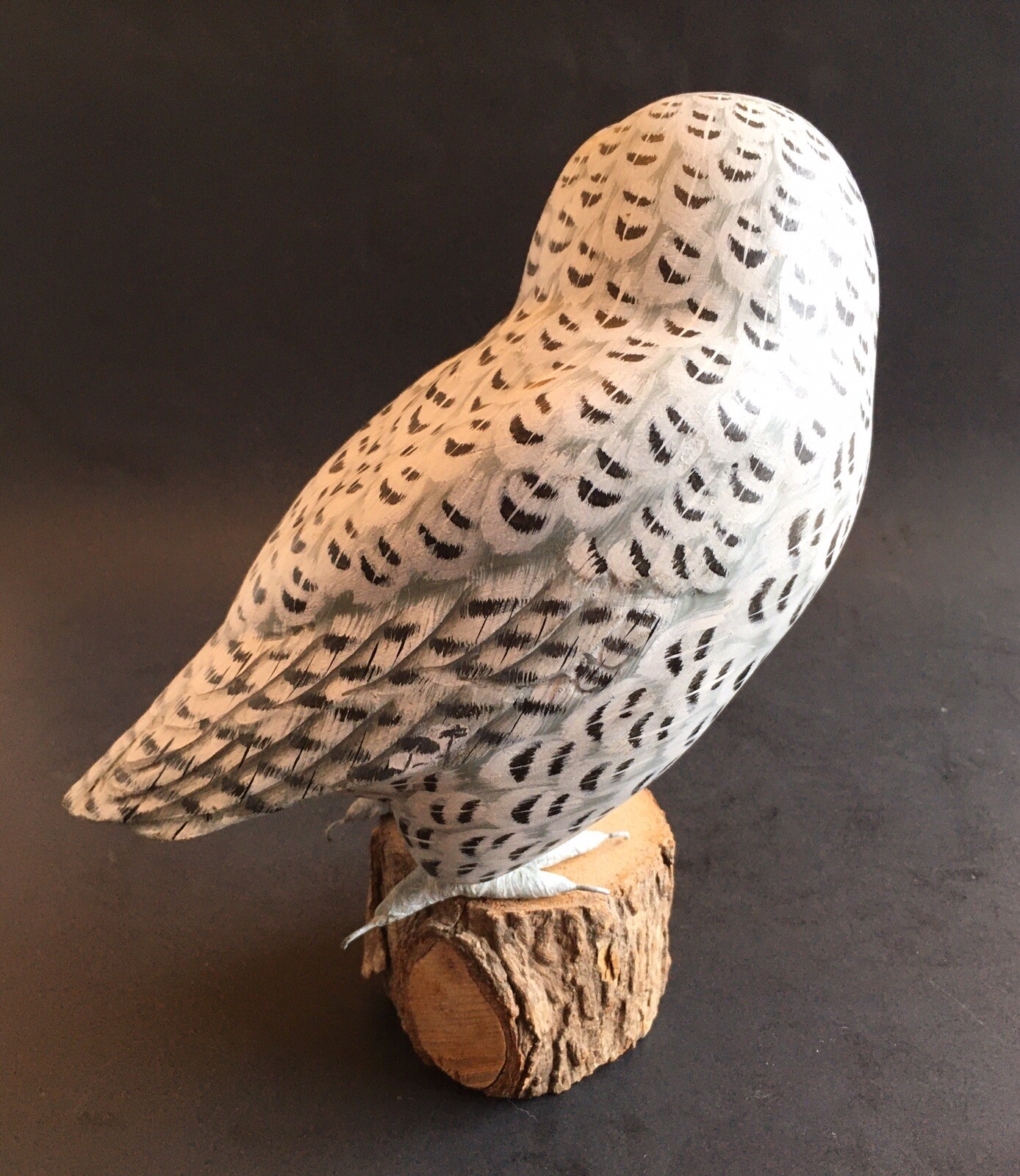 Vintage 20th Century Snowy Owl Decoy Solid Body Original Paint Glass Eyes RARE