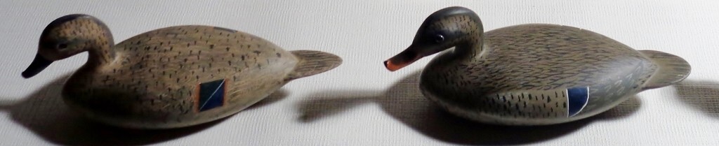 LOT OF 4 W.J. BUSH miniature wooden duck decoys