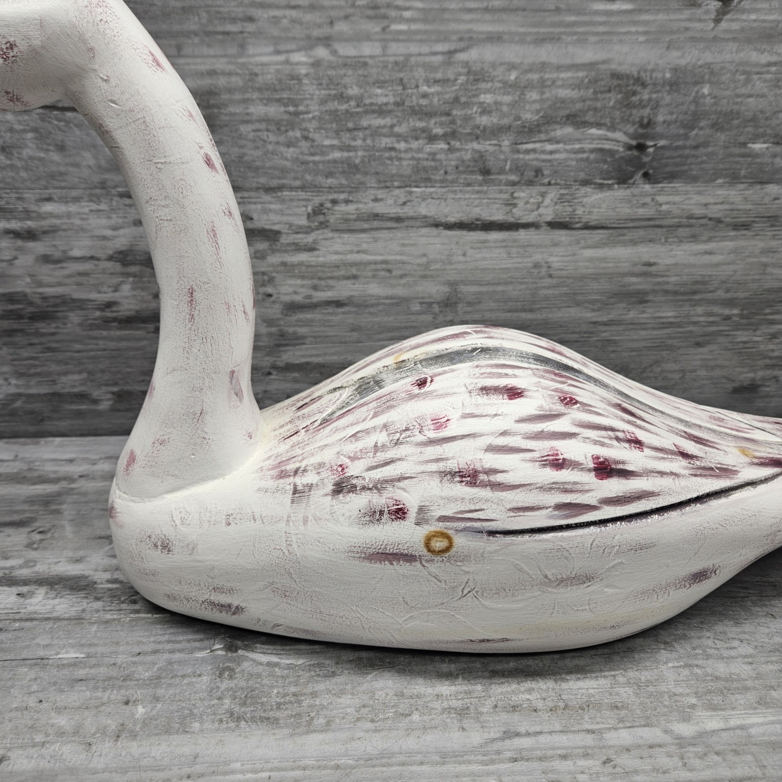 Vintage Carved Wood Goose Swan Wooden Decoy Sculpture Not Signed