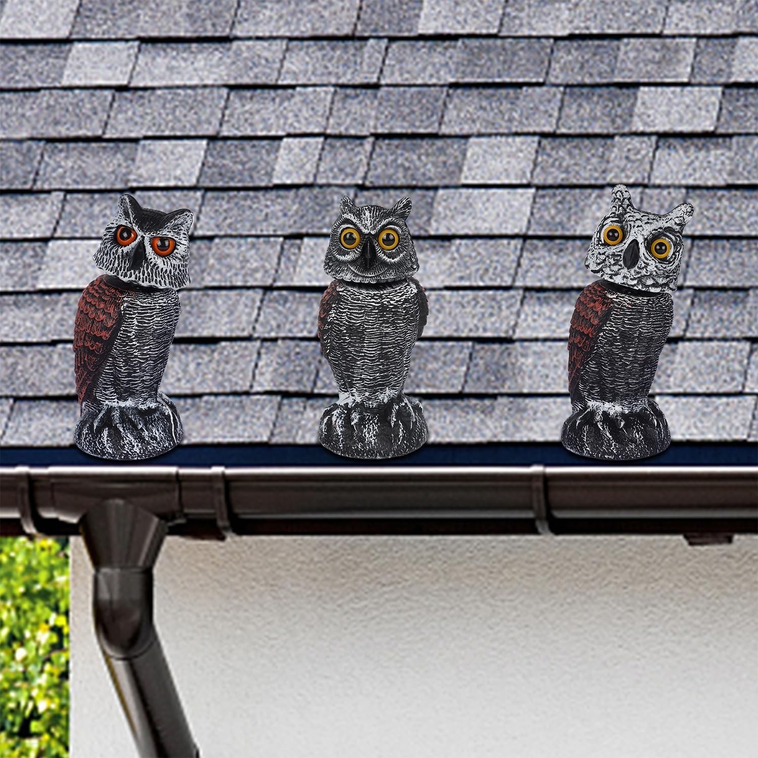 Versatile 3-Pack of Horned Owl Decoys – Elegant Bird Deterrents for Outdoor Use