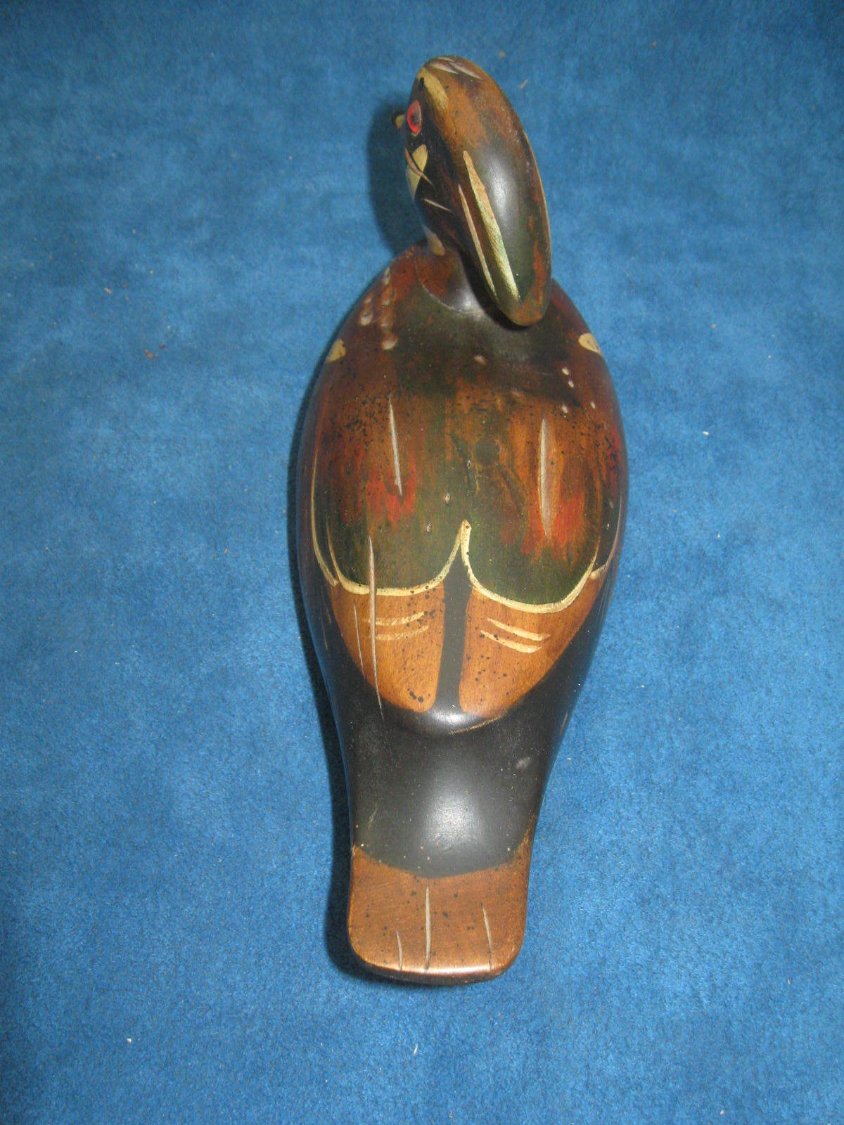 Vtg 7″ Miniature DUCK DECOY “A Wooden Bird Factory”..Glass Eyes…Signed…NICE!