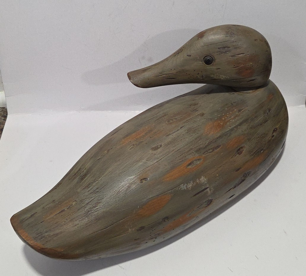 Vintage 1987 Hand Carved Wood Duck DECOY Primitive Signed LEE JARVIS