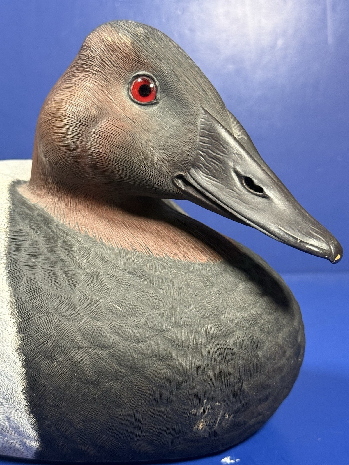 RA Meredith Canvasback Drake Wood Decoy Duck – Signed & Dated 1986 – 11.5” Long