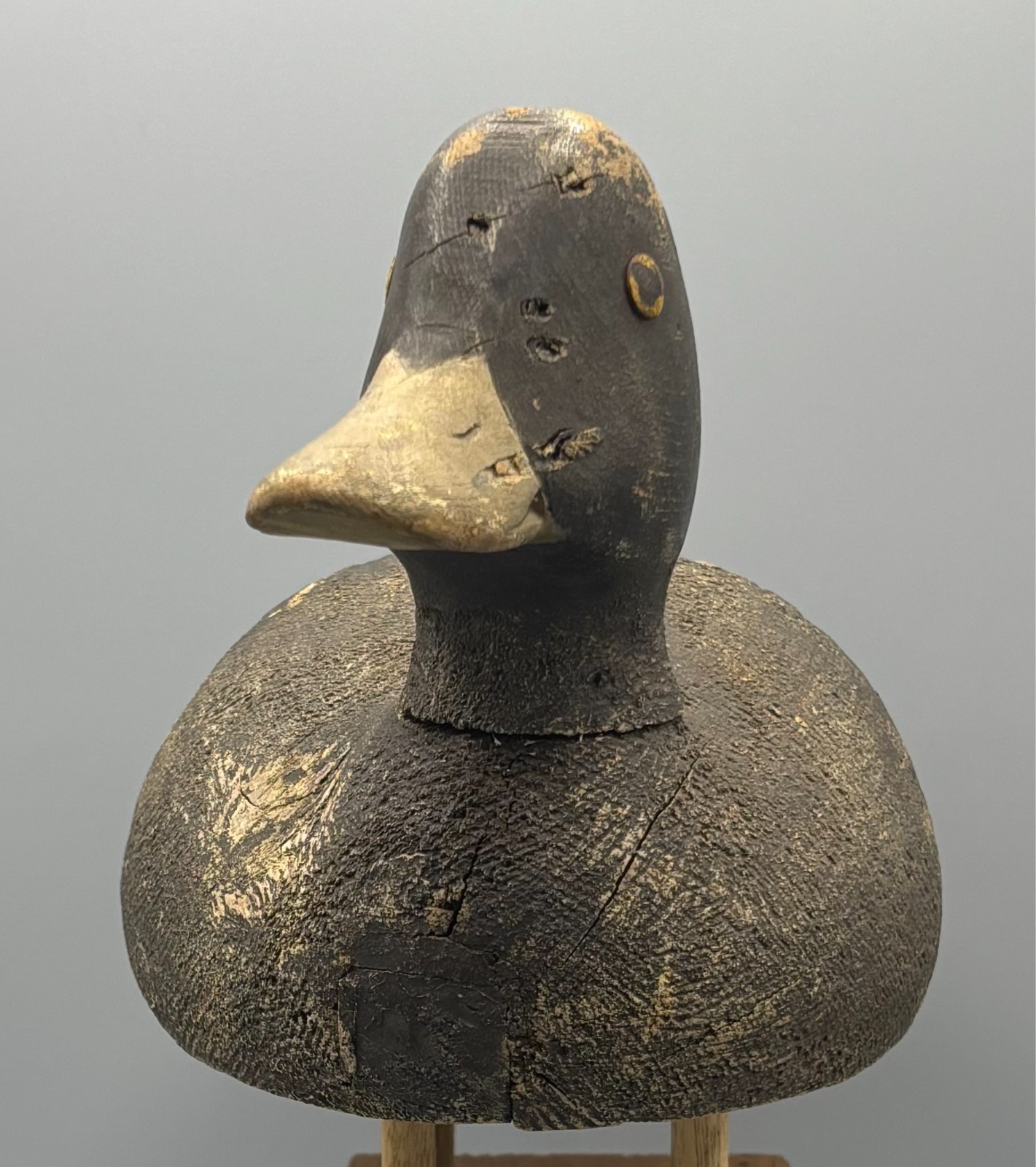 *ORIGINAL PAINT* *QUEBEC* WILLIE LEDUC (1886-1968) ANTIQUE WOODEN DUCK DECOY