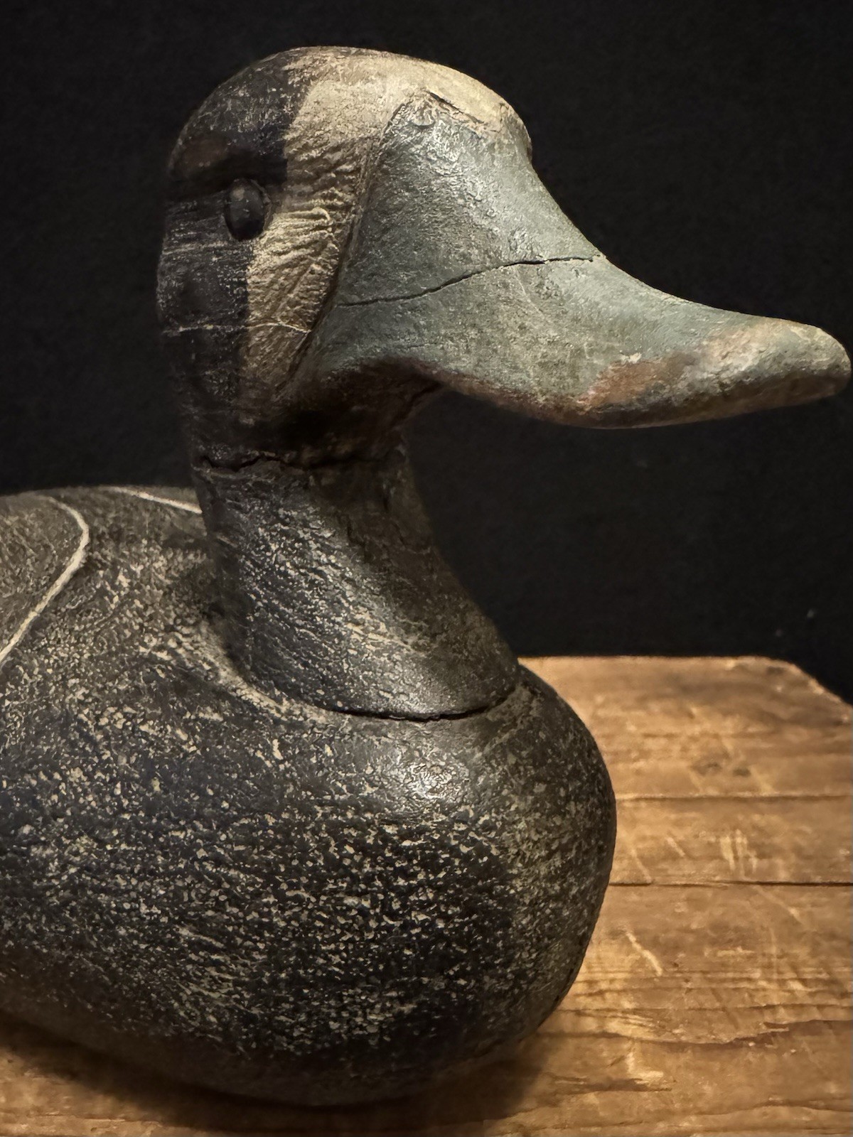 Vintage Hand-carved Wooden Duck Decoy Weathered Finish Solid Body