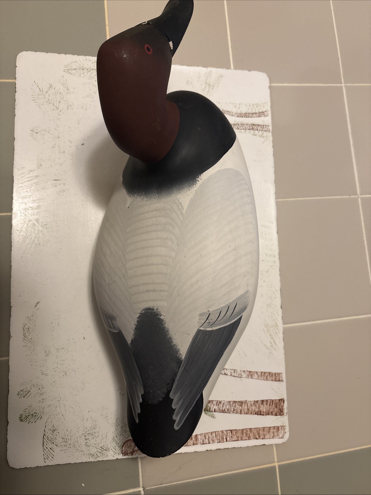 Canvasback Drake decoy by Patrick Vincenti, 1989 solid wood.