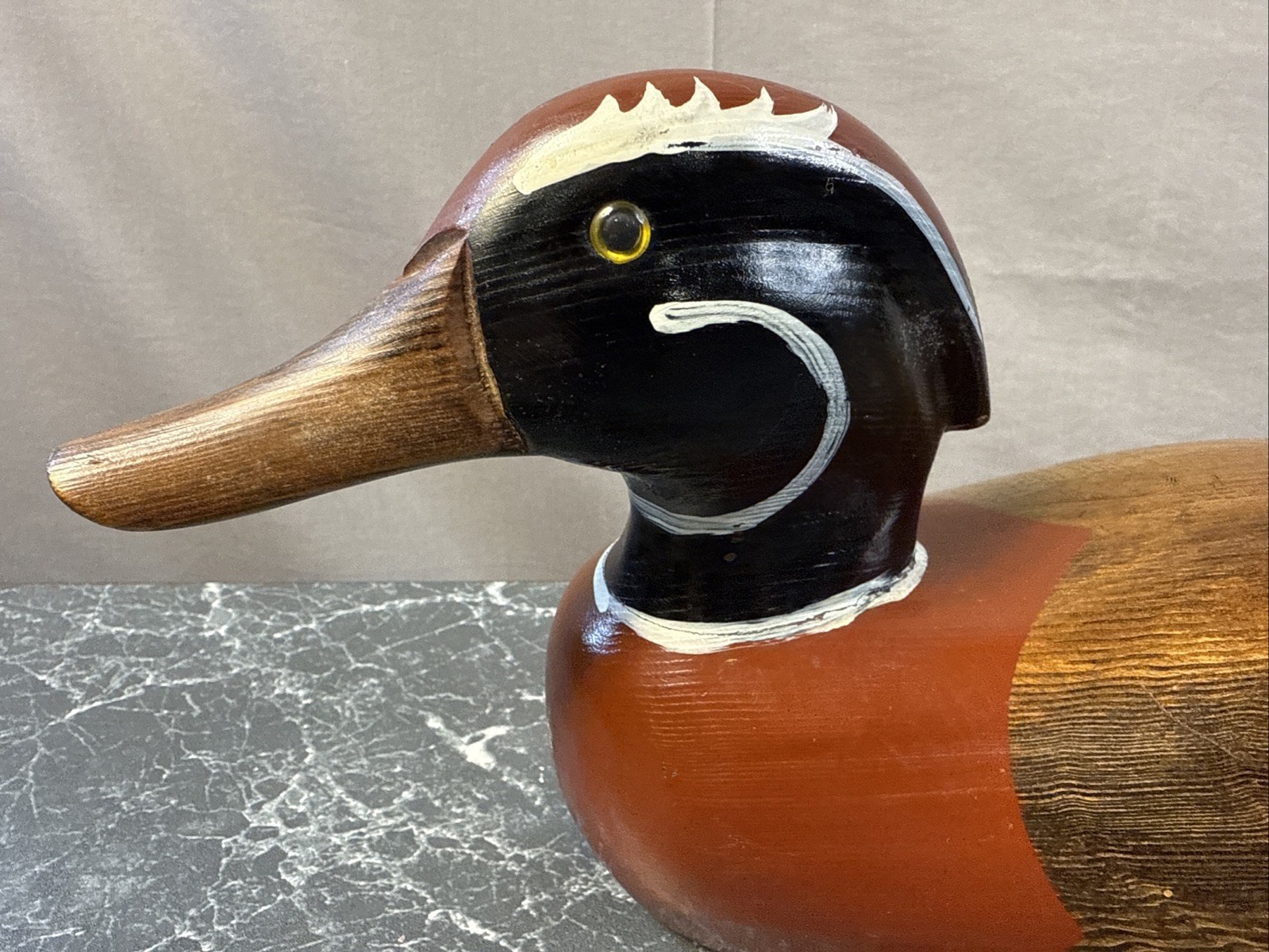 Vintage Wood Duck HANDCRAFTED SOLID WOOD COLLECTIBLE / Beautiful