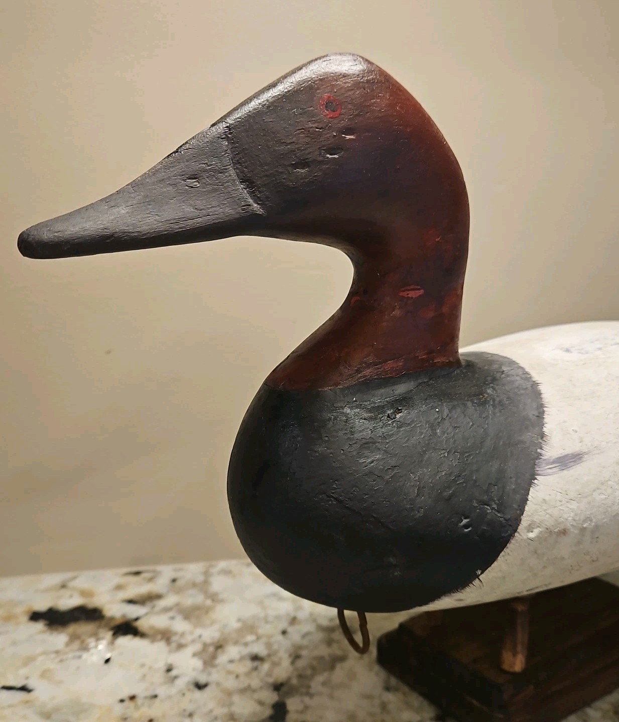 VINTAGE RETIRED CANVASBACK DUCK DECOY, Solid Wood, stand not included