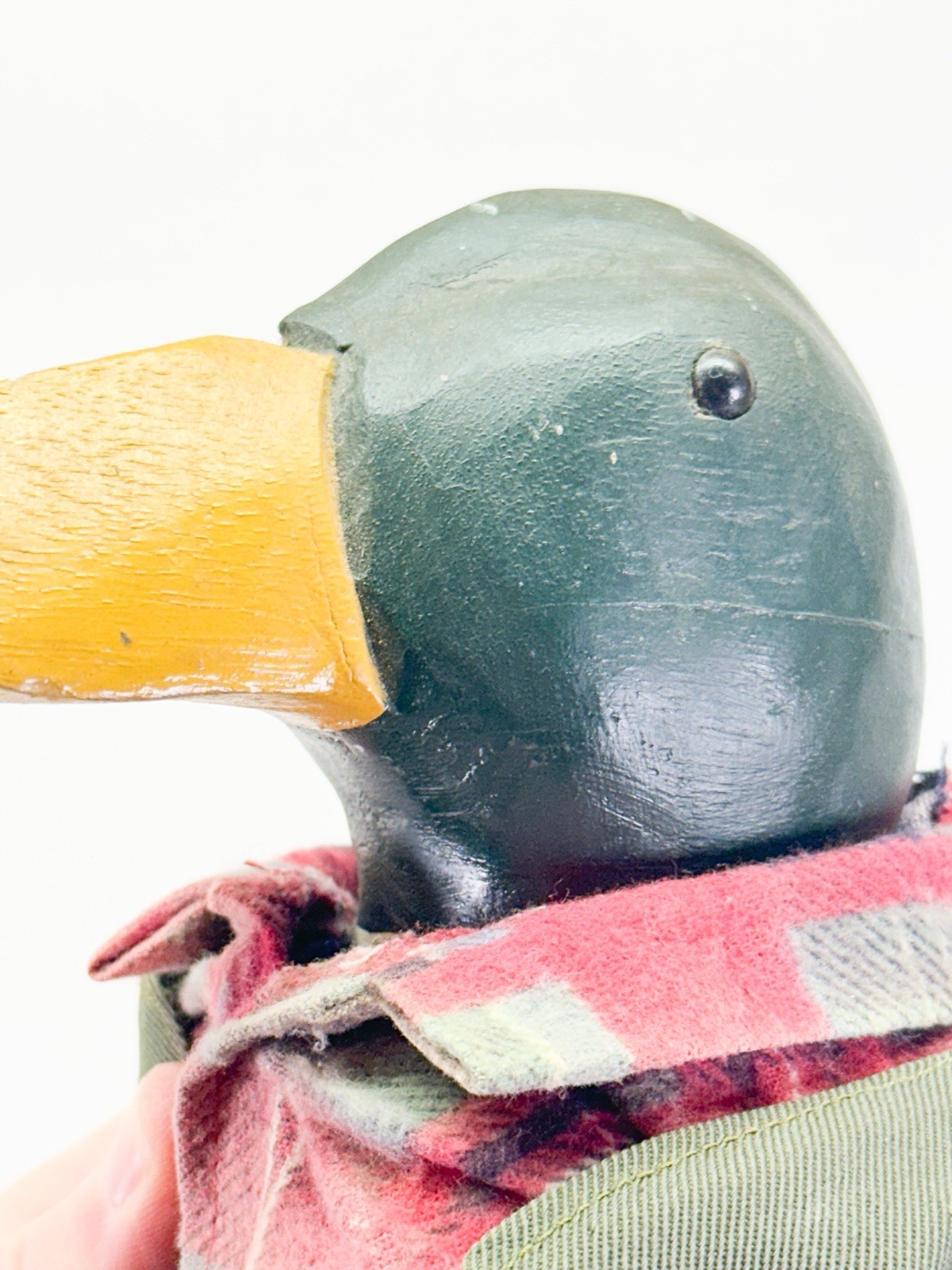 Primitive Vintage Hand Carved Duck Decoy Head Shelf Sitter Doll Hand Made