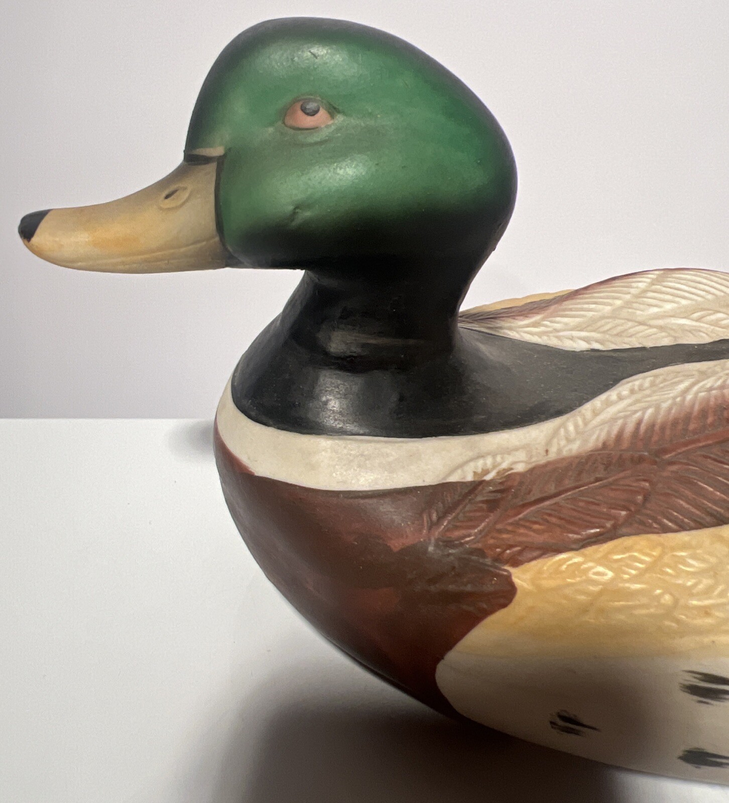 Duck Decoy Or Table Figurine Vintage Ceramic Nice Realistic Painted 12” L x 6” W