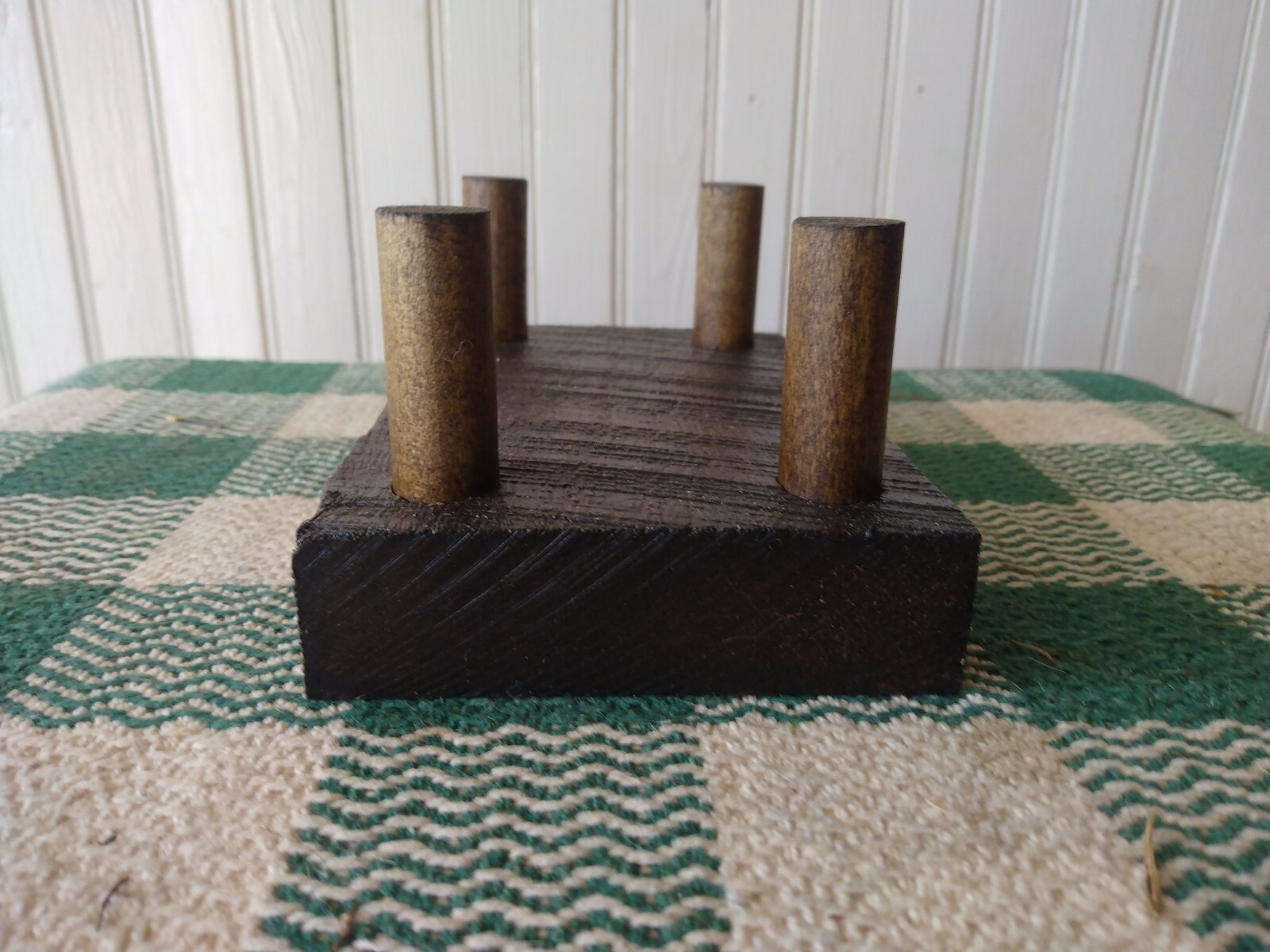 2 Wood Hand Made Duck Decoy Stands Dark Colored Stain