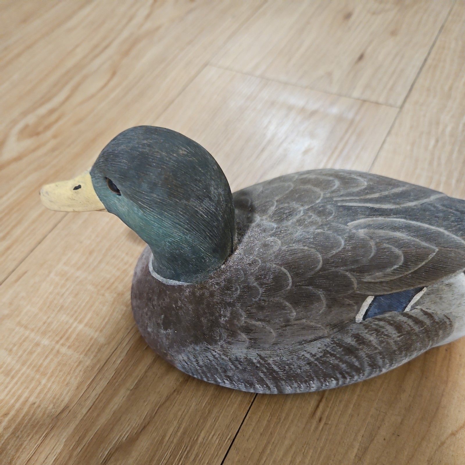 Vintage Mallard Drake Duck Decoy Hand Carved And Painted Signed