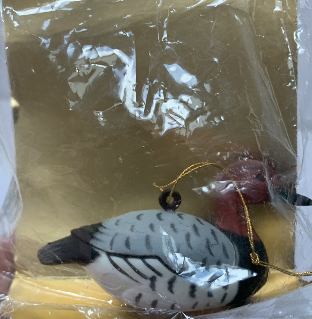 Vintage Duck Decoy Christmas Ornament Ceramic Miniature New Old Stock