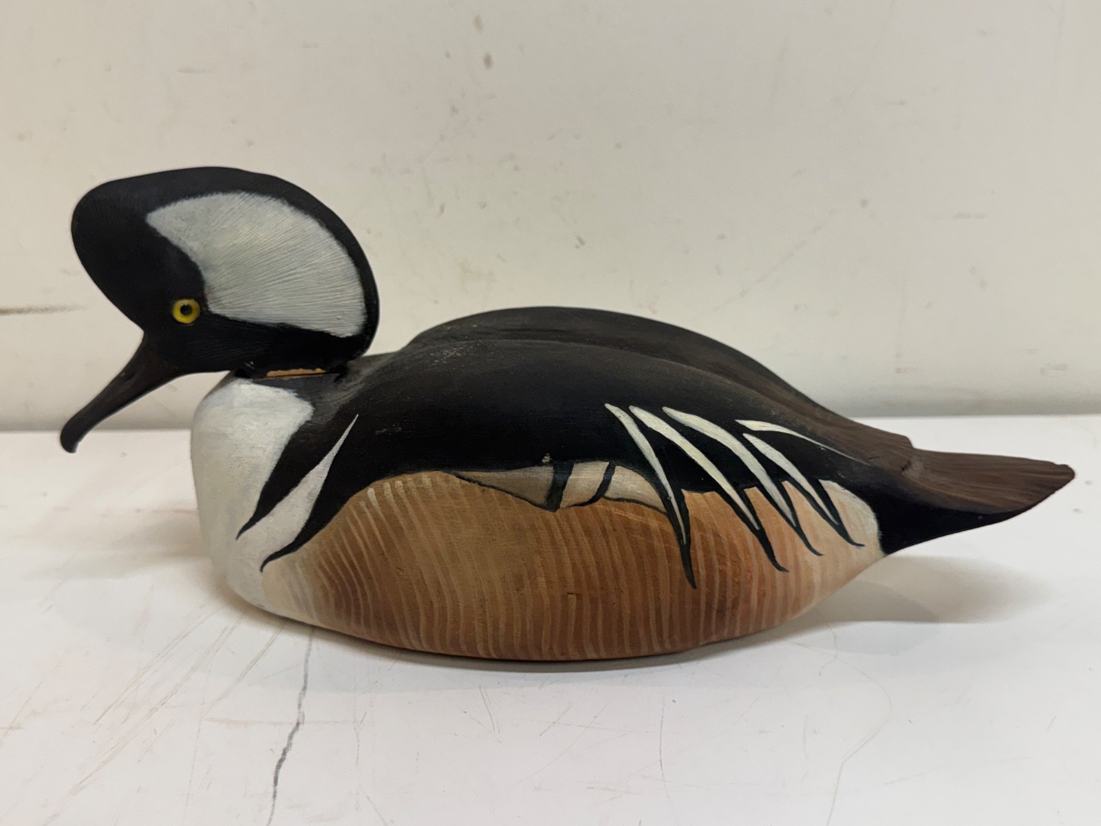 Jim Sjodin Hand Carved Hooded Merganser Duck Decoy JJS Signed – Posable Head