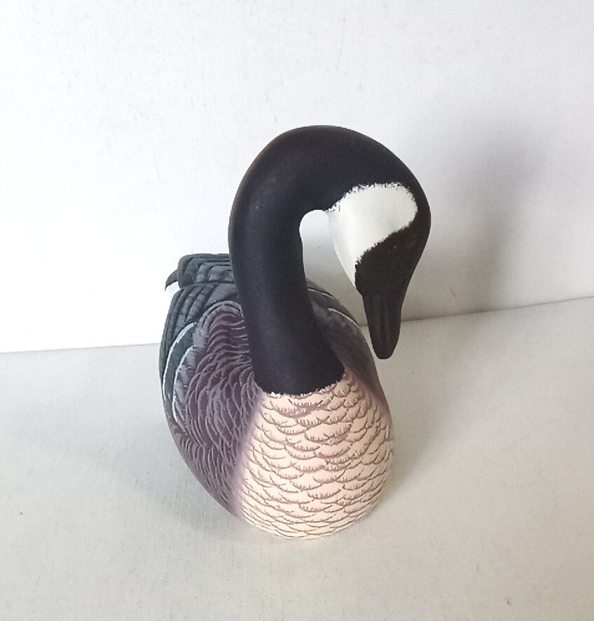 Two Vintage Solid Wood Duck Decoys Hand Carved & Hand Painted Glass Eyes 1963