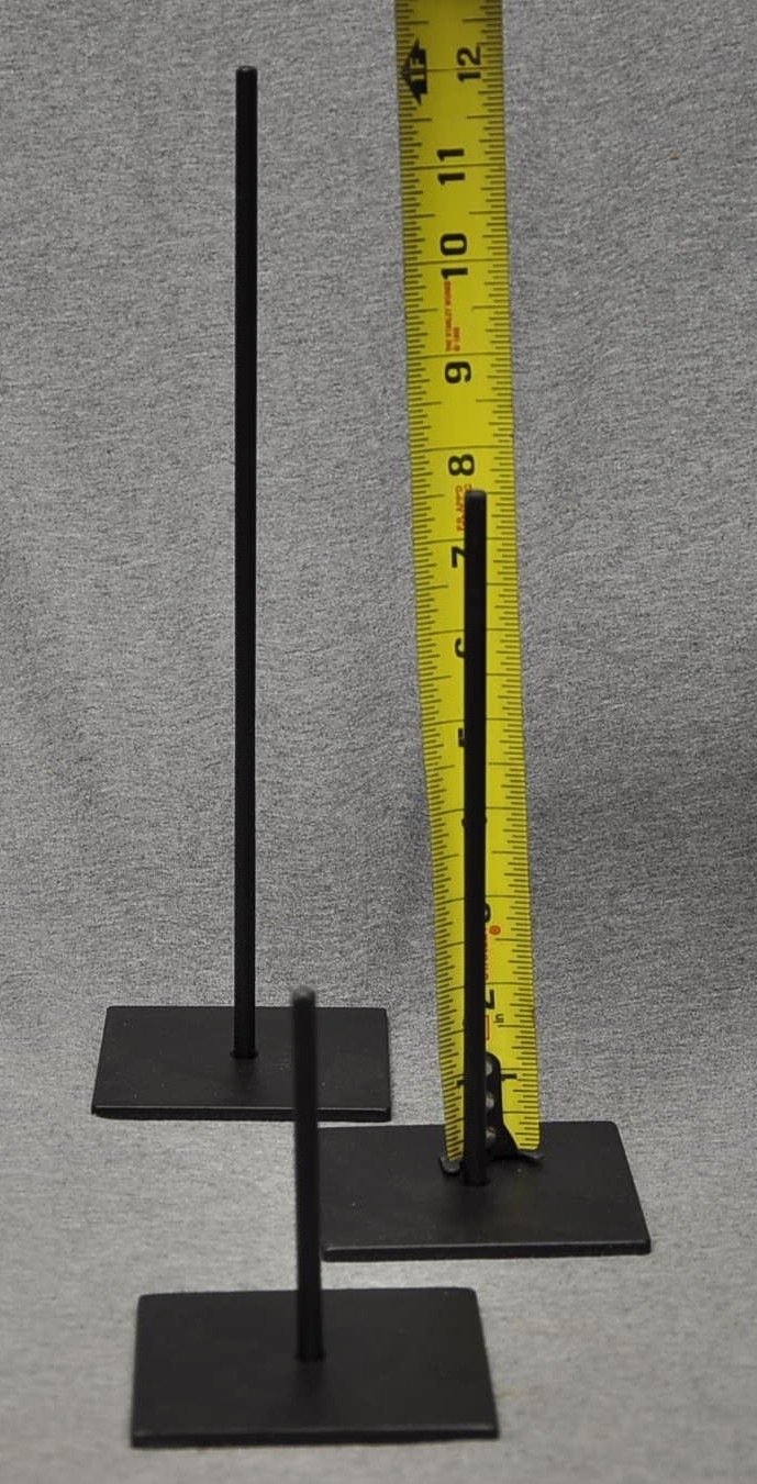 3- STEEL SHOREBIRD STANDS 1/4″ ROD 3-1/2″ X 3-1/2″ BASE BLACK 3-SIZES NO DECOYS
