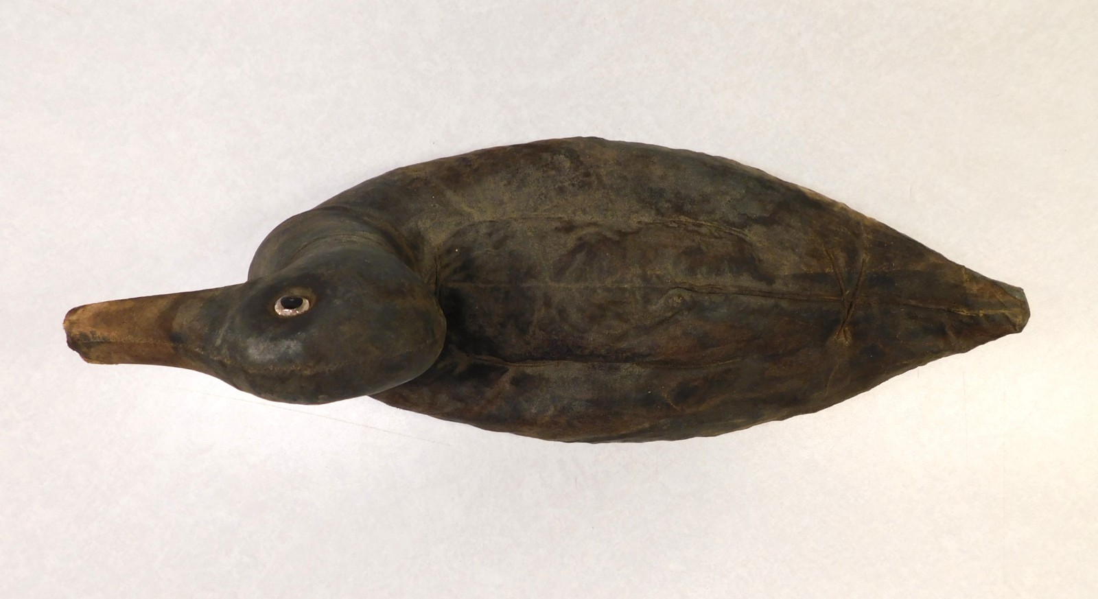 Antique Vintage Mallard Canvas Duck Decoy With Glass Eyes
