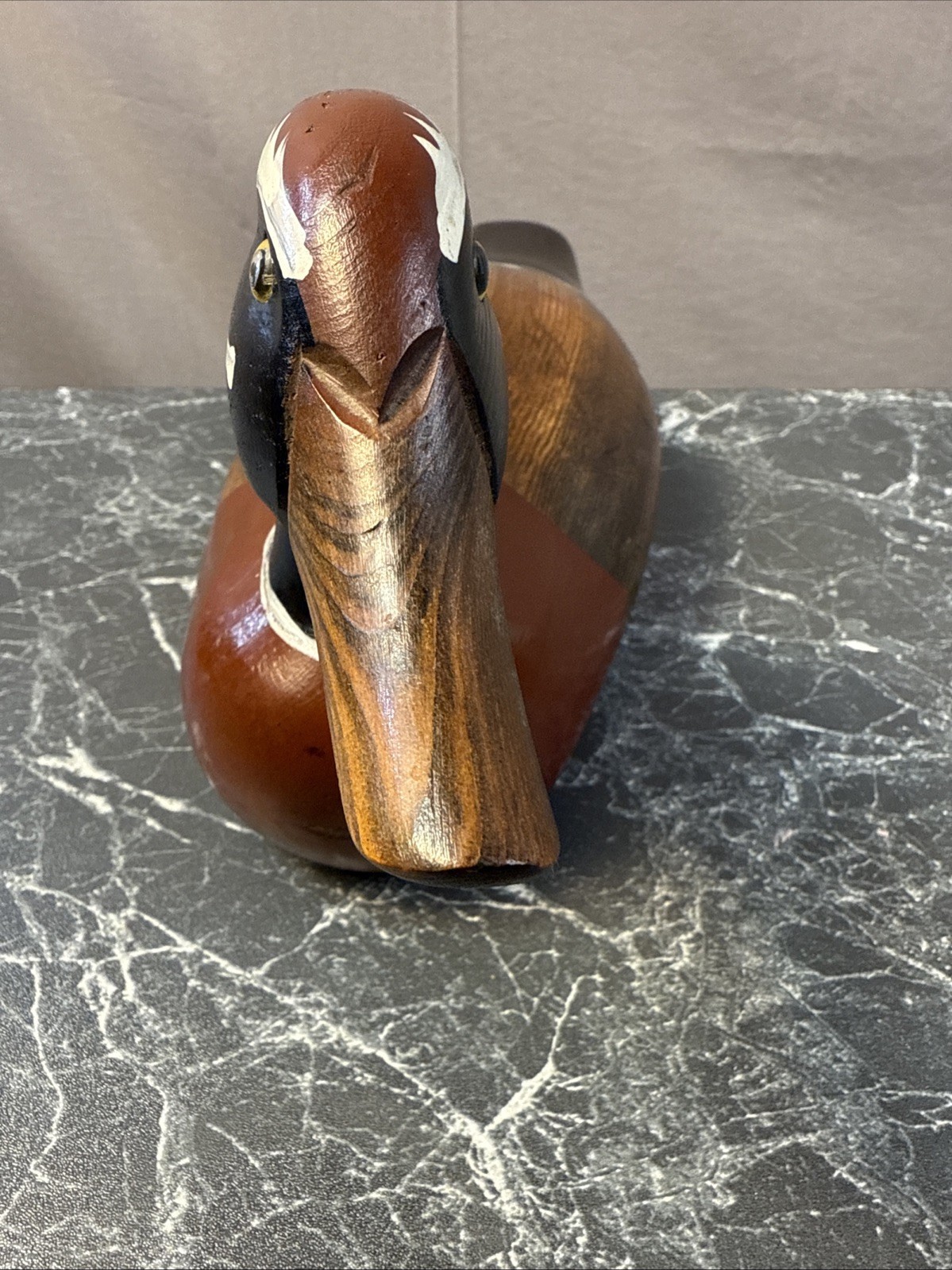 Vintage Wood Duck HANDCRAFTED SOLID WOOD COLLECTIBLE / Beautiful