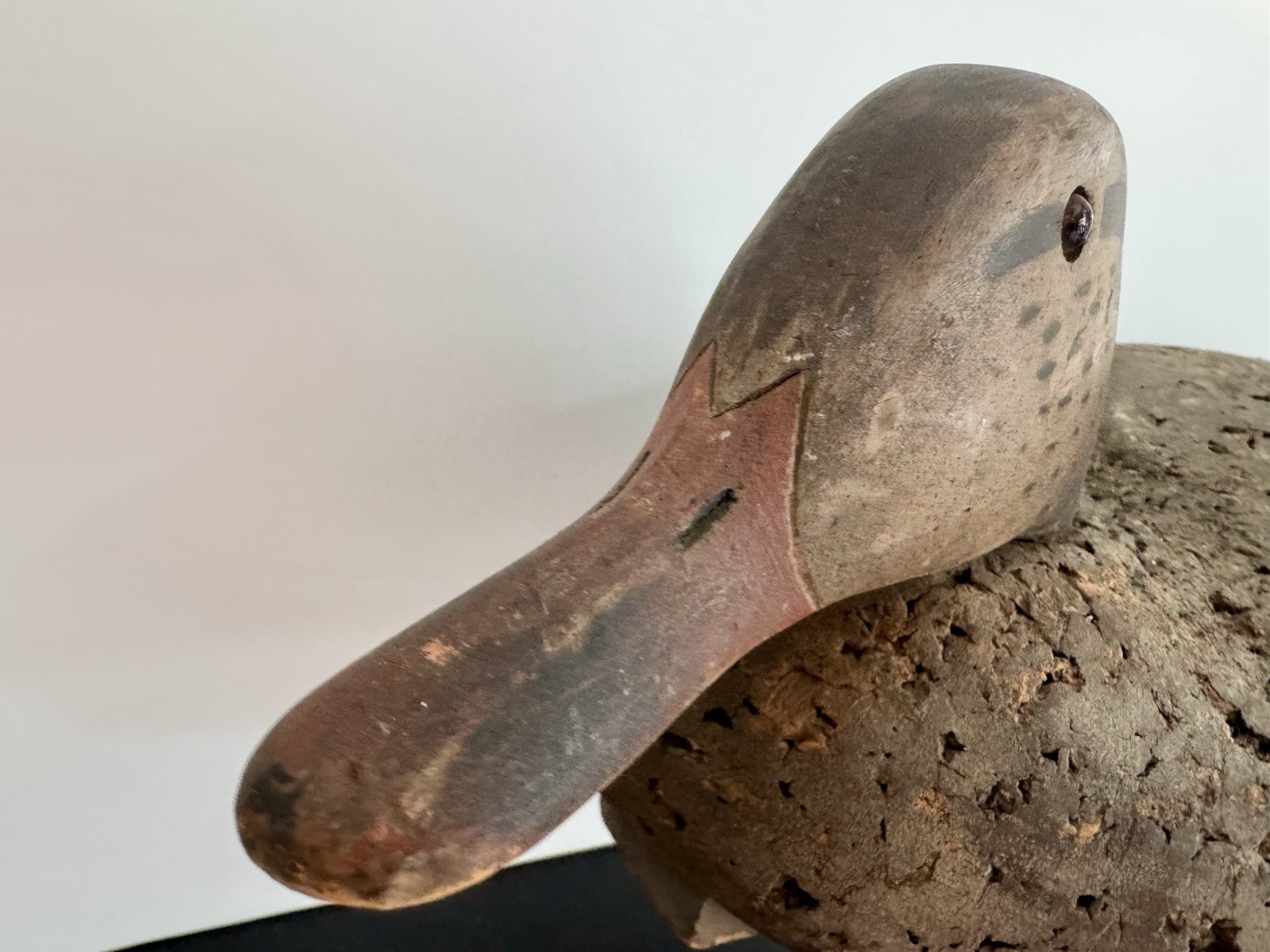 Vintage Cork Mallard George Soule Decoy? Glass Eyes Wood Head 1950s- 60s 21 Inch