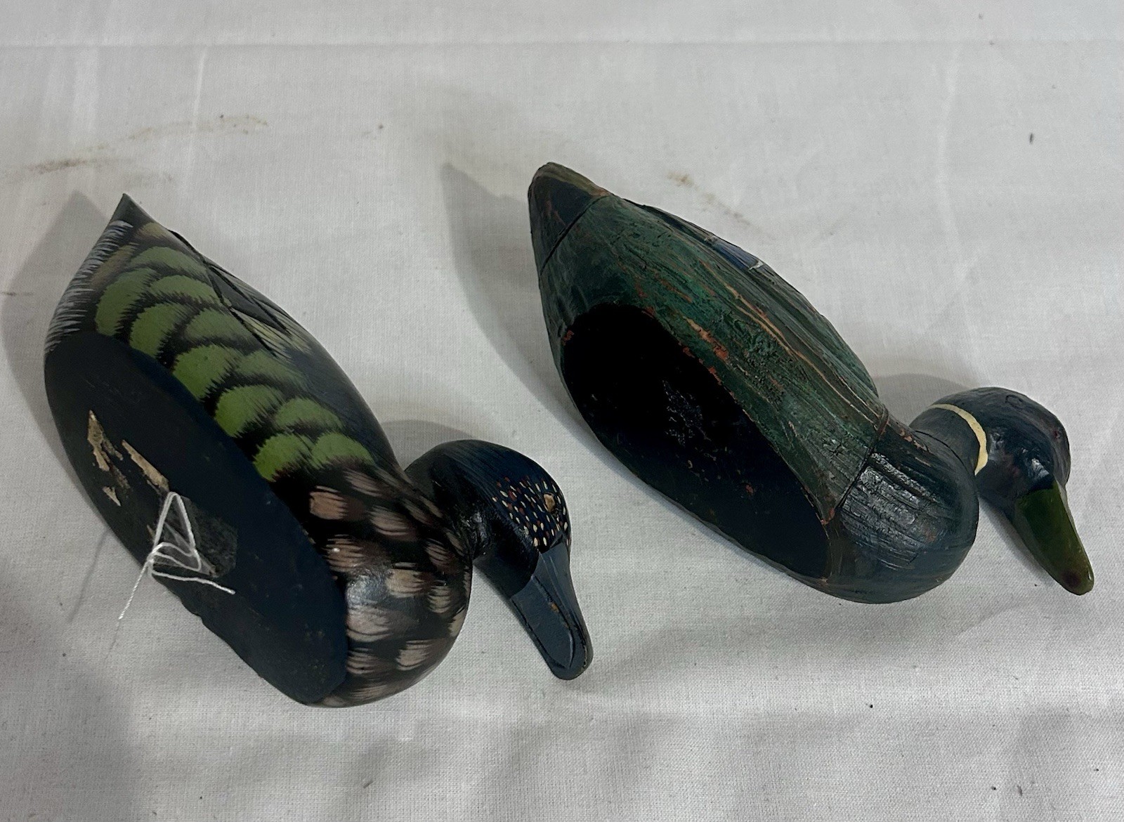 Vintage Lot of 2 Duck Decoys Solid Body Painted Figures