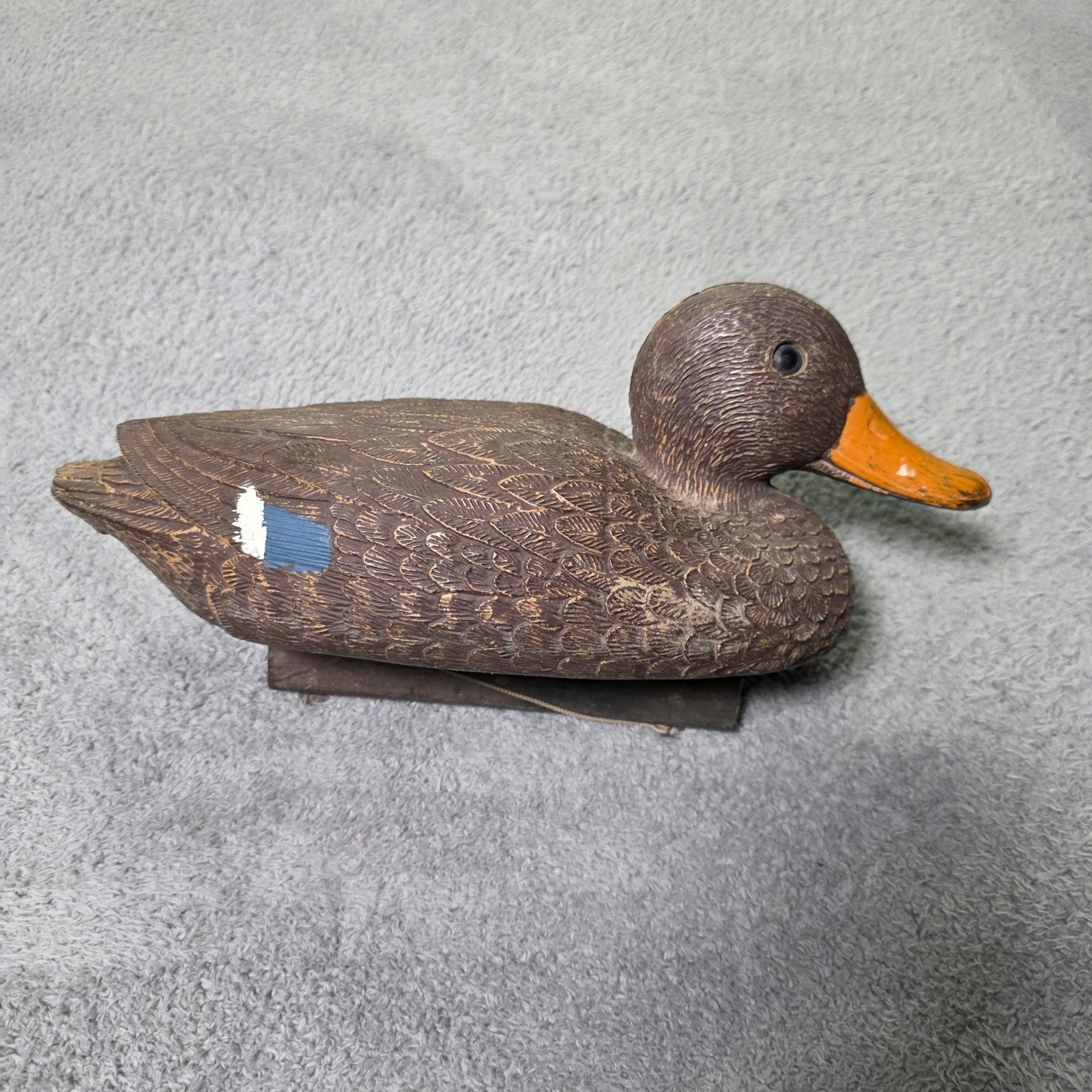 Vintage Duck Decoy Brown Hand Painted Weighted Keel Rustic Decor