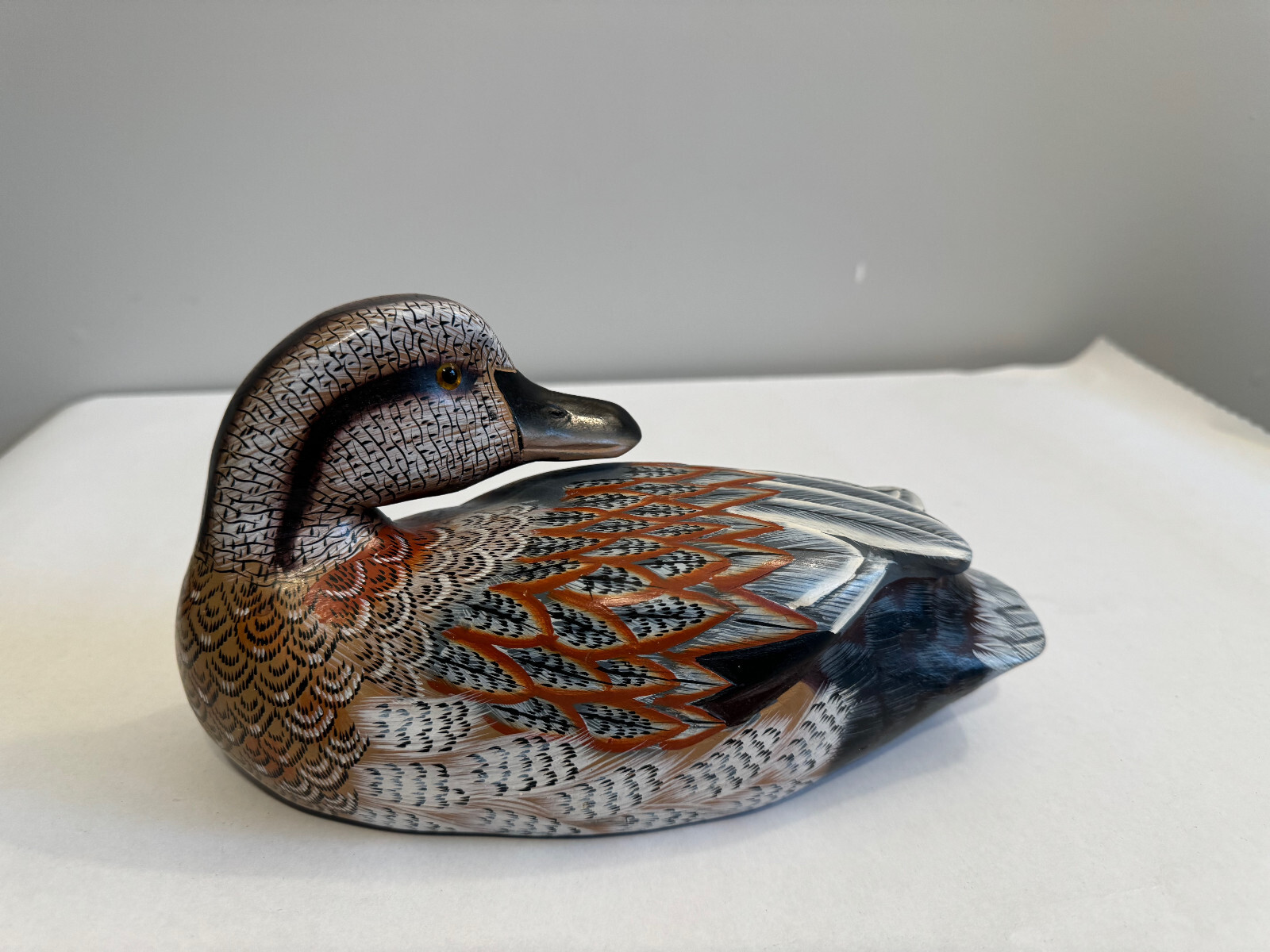 Vintage Colorful Hand Carved Duck Decoy Made In People’s Republic of China