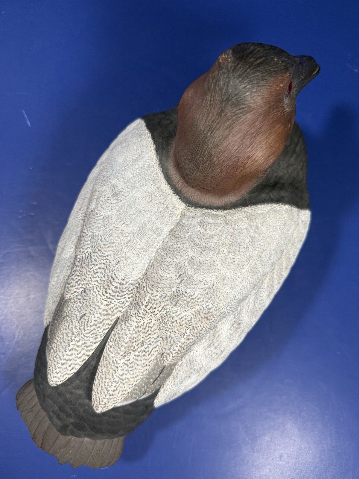 RA Meredith Canvasback Drake Wood Decoy Duck – Signed & Dated 1986 – 11.5” Long