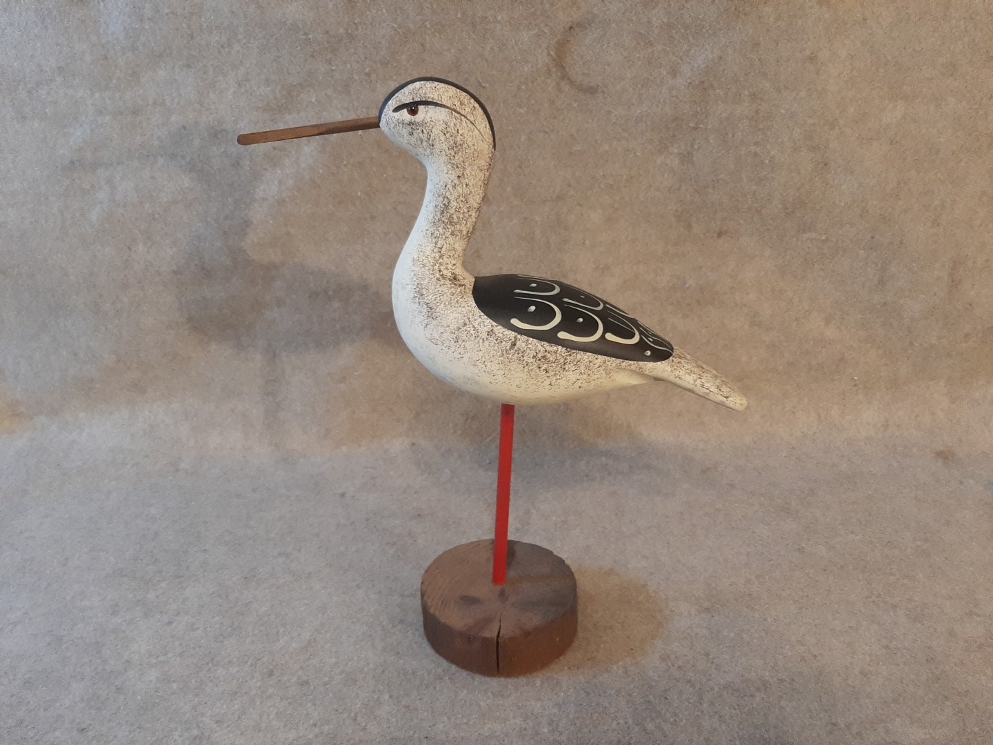 Carved Wood Shorebird Decoy Sandpiper Wooden Folk Art Waterfowl Bird unsigned
