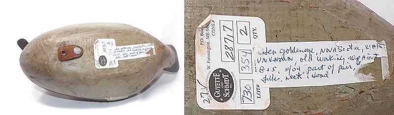 GOLDENEYE GLASS-EYE HEN & DRAKE DECOY PAIR – OLD PAINT – EX-GUYETTE – VG COND.