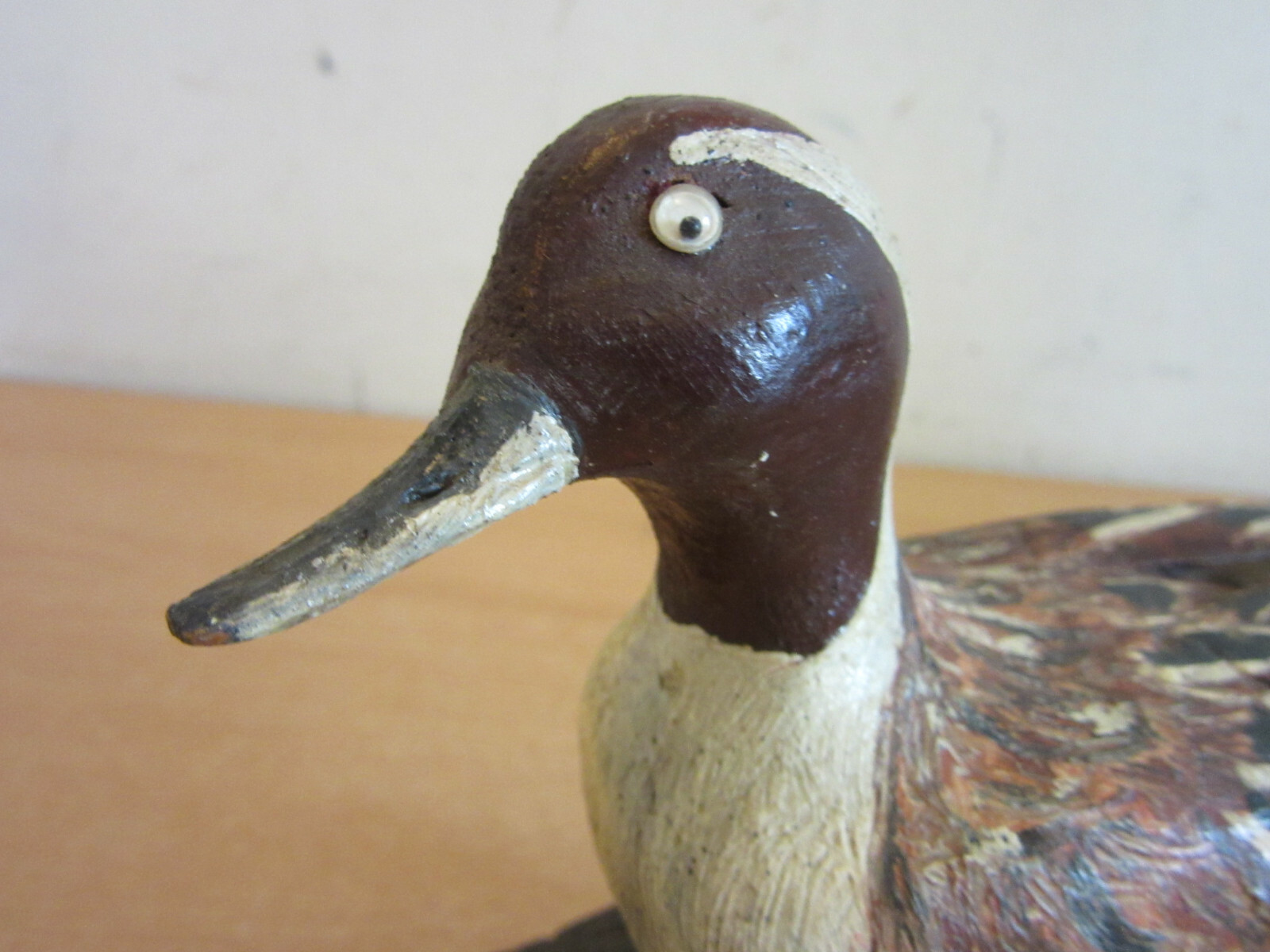 Vintage painted Duck Decoy hand made wood carving folk art on drift wood