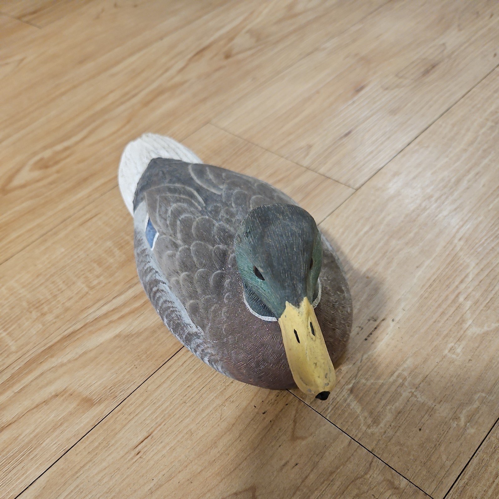 Vintage Mallard Drake Duck Decoy Hand Carved And Painted Signed