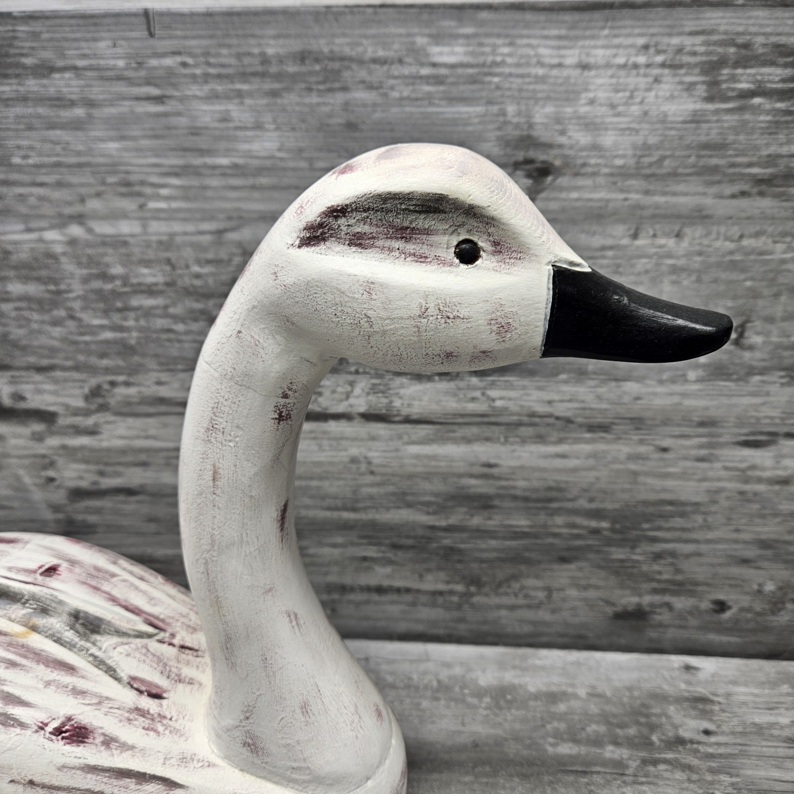 Vintage Carved Wood Goose Swan Wooden Decoy Sculpture Not Signed