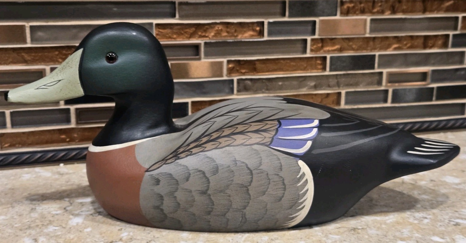 Vintage Boyds Classic Mallard Drake Duck Decoy Carved Wood SIGNED WEAVER 80-87