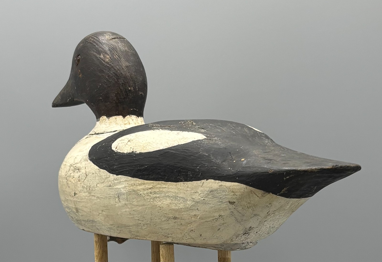 PRINCE EDWARD COUNTY(?) ANTIQUE DUCK DECOY GOLDENEYE HEN W/”W” CARVED IN BOTTOM