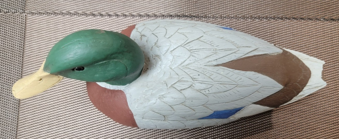 Vintage Wood Mallard Drake Duck Hand Carved Painted Signed by Leonard 9498