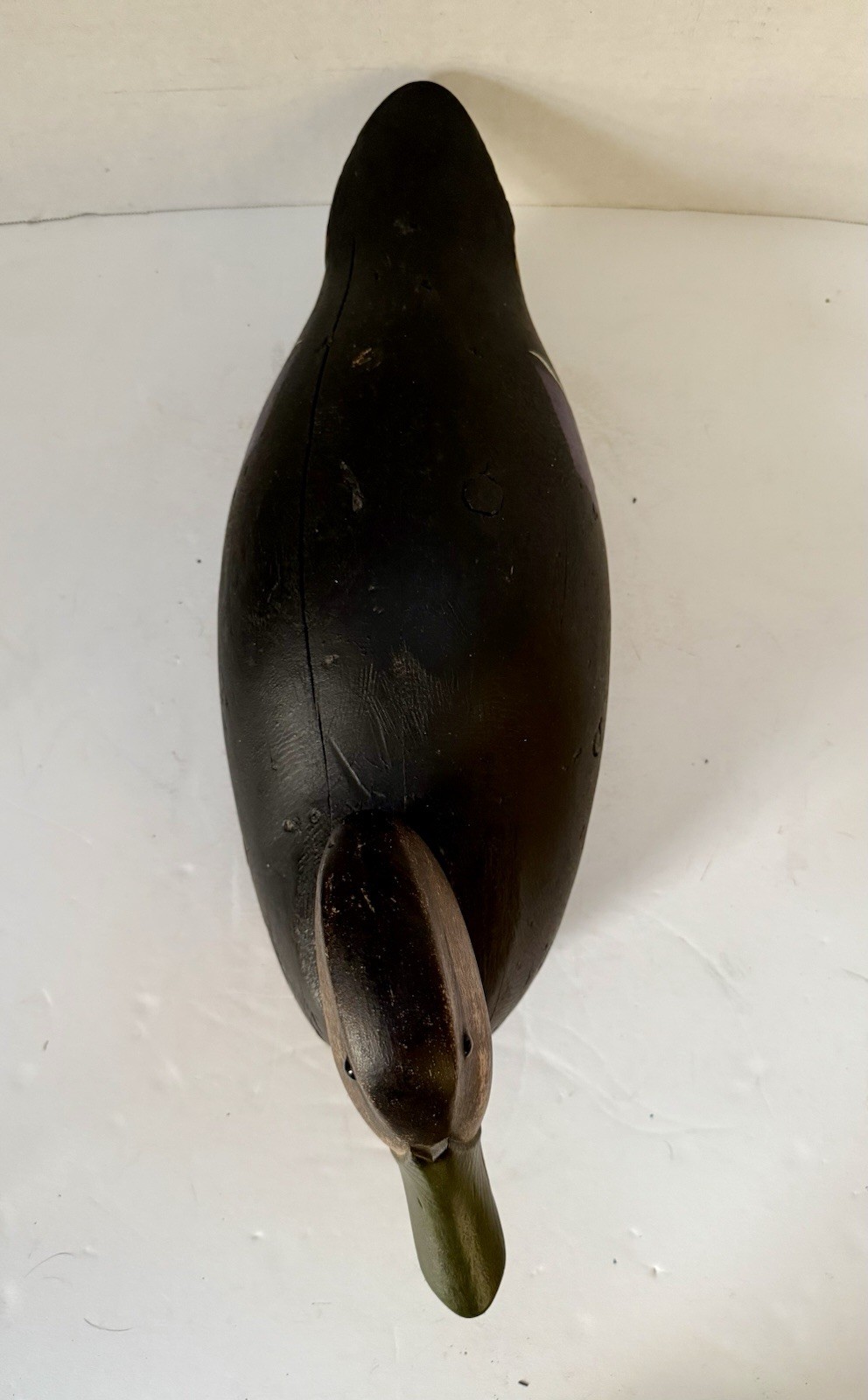 Black Duck Decoy – Joe Lincoln Style, Glass Eyes, Turned Head, Repaint, Unsigned